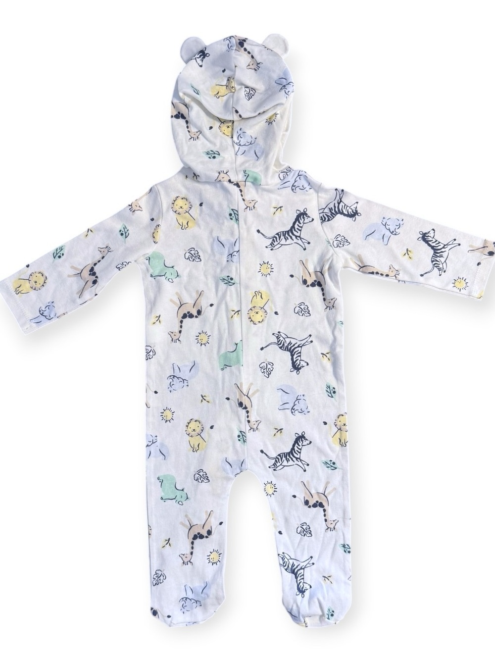 First Impressions Baby 3-6M Safari Animal Hooded Footed One Piece NWT - Picture 2 of 5